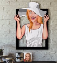 BK Gift Kişiye Özel Bayan Karikatürlü 3D Ahşap Tablo-20