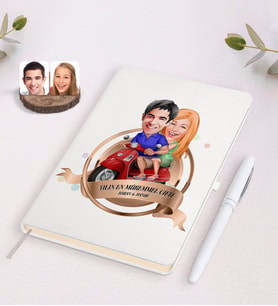BK Gift Kişiye Özel Yılın En Mükemmel Çifti Karikatürlü Beyaz Defter ve Kalem Hediye Seti-10