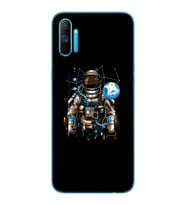 Uzay Astronot Tasarım Süper Şeffaf Silikon Telefon Kılıfı Oppo Realmi C3