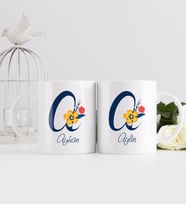 BK Gift Kişiye Özel Harf ve İsim Tasarımlı İkili Beyaz Kupa Bardak-2