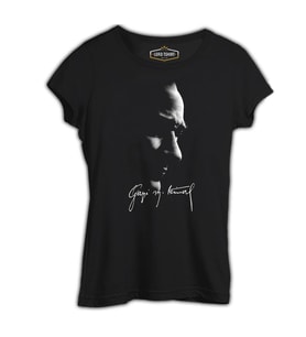 Atatürk - Gazi İmza Siyah Kadın Tshirt