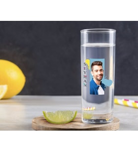 BK Gift Kişiye Özel Renkli Baskılı İsimli Fotoğraflı Vodka Bardağı-4 (Beyaz)