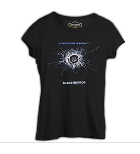 Black Mirror Siyah Kadın Tshirt