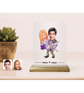 BK Gift Kişiye Özel Sevgililer Karikatürlü Çerçeve-56 (Beyaz)