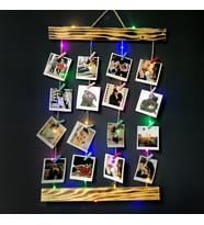 Led Işıklı Mandallı Ahşap Fotoğraf Çerçevesi ve 14 Adet Pola Kart