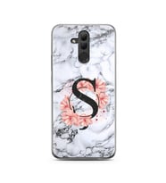 Mermer Çiçekli Harf Tasarım Süper Şeffaf Silikon Telefon Kılıfı Huawei Mate 20 L