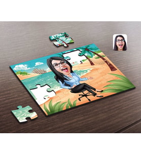 BK Gift Kişiye Özel Kadın Patron Karikatürlü Ahşap Puzzle-5