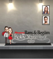 Kişiye Özel Sevgili Karikatürlü Kolay Yetişmiyor Ahşap Biblo Model-10