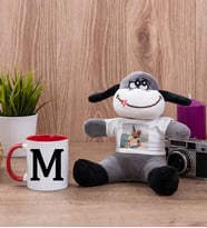 Baş Harfli Kırmızı Kupa Bardak ve Peluş Eşek