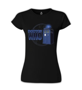 Doctor Who - Phone Box Siyah Bayan Tshirt