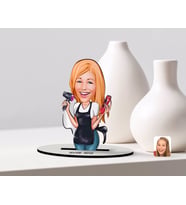 BK Gift Kişiye Özel Kadın Kuaför Karikatürlü Ahşap Biblo Model-3 (Beyaz)