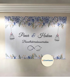 100x70cm Söz, Nişan, Kına Gecesi, Düğün İçin Kişiye Özel Branda Afiş Arka Fon