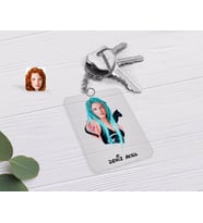 BK Gift Kişiye Özel Kedili Kız Karikatürlü Şeffaf Pleksi Anahtarlık-1 (Beyaz)