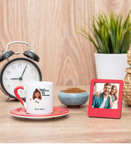 Rahatım Bozulmasın Kırmızı Kahve Fincanı ve Kırmızı Mini Fotoğraf Çerçevesi