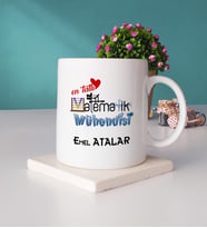 Mesajlı Matematik Mühendisi Tasarımlı Kişiye Özel Matematik Mühendisi Kupa Bardak ve Taş Bardak Altlığı Hediye Seti