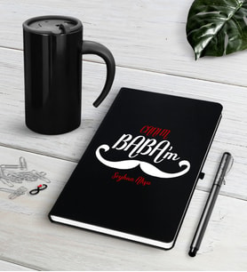BK Gift Kişiye Özel Canım Babam Siyah Defter Kalem Termos Mug Seti-8 (Model 1)