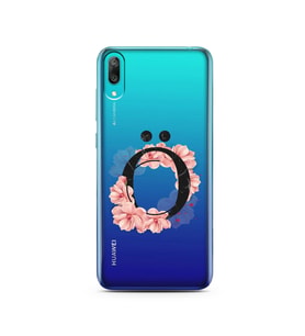 Pembe Çiçekli Harf Tasarım Süper Şeffaf Silikon Telefon Kılıfı Huawei Y7 Pro 201