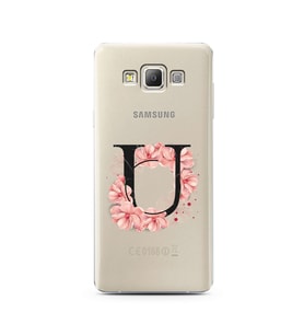 Pembe Çiçekli Harf Tasarım Süper Şeffaf Silikon Telefon Kılıfı Samsung A7 (2015)
