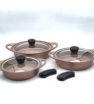LİSA Granit Döküm 3 Lü Sahan Set (Rose)