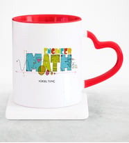 BK Gift Kişiye Özel Mesleki Matematik Mühendisi Kırmızı Kalpli Kupa Bardak  2