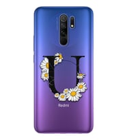 Papatya Harf Tasarım Süper Şeffaf Silikon Telefon Kılıfı Xiomai Redmi 9 U-Harfi