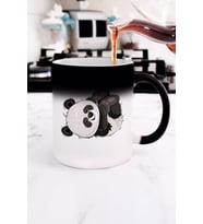 Sevimli Panda Sihirli Kupa Bardak (Siyah)