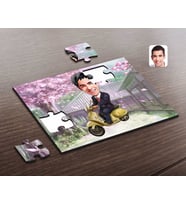BK Gift Kişiye Özel Erkek Motorcu Karikatürlü Ahşap Puzzle-3