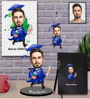 Kişiye Özel Mezuniyet Karikatürlü 5 li Hediye Seti Bay-4