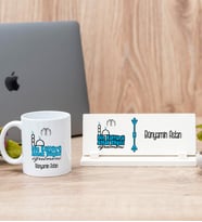 Din Kültürü Öğretmeni Beyaz Kupa Bardak Ve Masa İsimliği Hediye Set