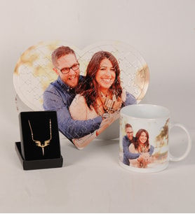 Kişiye Özel Fotoğraflı Kalpli Puzzle Kupa Ve Melek Kanadı Kolye