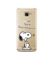 Snoopy Tasarımlı Süper Şeffaf Silikon Telefon Kılıfı Samsung C7  