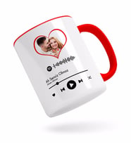 BK Gift Kişiye Özel Fotoğraflı Spotify Barkodlu Kırmızı Kupa Bardak-1