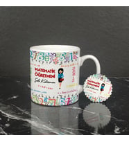 Matematik Öğretmeni Kupa Bardak ve Anahtarlık Set 005