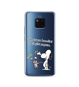 Snoopy Tasarımlı Süper Şeffaf Silikon Telefon Kılıfı Huawei Mate 20 Pro 