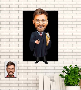 Kişiye Özel Hediye Avukat Karikatürlü Uv Baskılı Ahşap Tablo