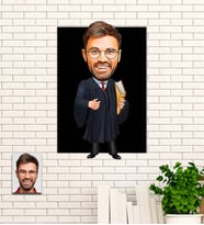 Kişiye Özel Hediye Avukat Karikatürlü Uv Baskılı Ahşap Tablo