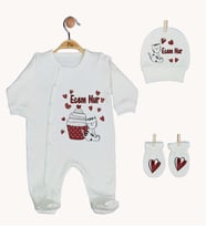 Pia Baby Gl 1921-01 İsme Özel Üçlü Tulum Set