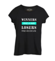Winners Find a Way Siyah Kadın Tshirt