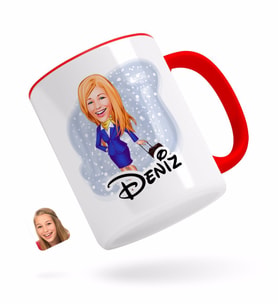 BK Gift Kişiye Özel Hostes Karikatürlü Kırmızı Kupa Bardak-2