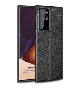 Microsonic Samsung Galaxy Note 20 Ultra Kılıf Deri Dokulu Silikon Siyah