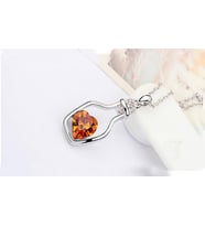 Moda Kristal Şişedeki Sürüklenen Kalp Rhinestone Kolye Zincir  Altın / Dore