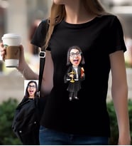 BK Gift Kişiye Özel Bayan Avukat Karikatürlü Siyah T-Shirt-1
