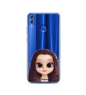 Kıvırcık Saçlı Kız Tasarımlı Süper Şeffaf Silikon Telefon Kılıfı Huawei Honor 8x