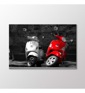 Arty Tablo Kırmızı Vespa Scooter Tablo (Karışık)