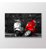 Arty Tablo Kırmızı Vespa Scooter Tablo (Karışık)