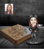 Kişiye Özel Bayan Karikatürlü Ahşap Biblo Kutulu Model-8