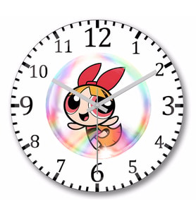 Bubbles Powerpuff Girls Duvar Saati Bombeli Gercek Cam