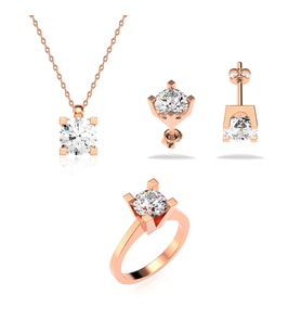 1 CT Tek Taş Rose Gümüş Üçlü Set