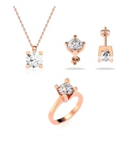 1 CT Tek Taş Rose Gümüş Üçlü Set