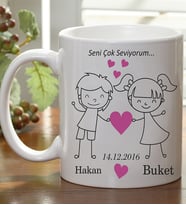 Kişiye Özel Karikatür Aşk Kupa Bardak